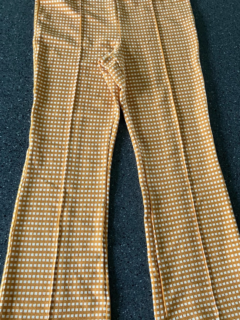 Women’s Mustard Yellow Checked Flare cropped Pants